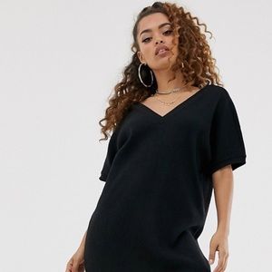 ASOS Petite Ribbed Double V Oversized Dress